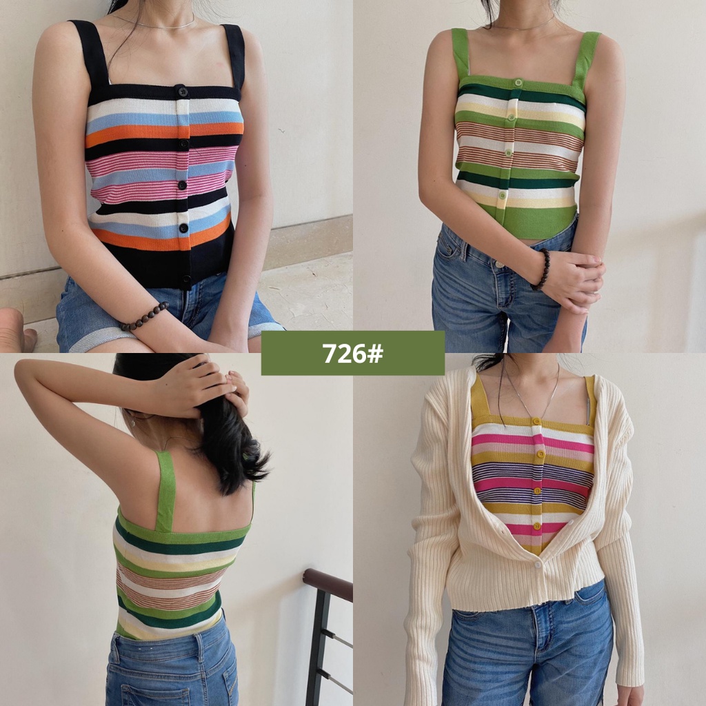 [SALE CUCI GUDANG%]  TANKTOP RAJUT PREMIUM GARIS IMPOR MURAH KOREAN STYLE