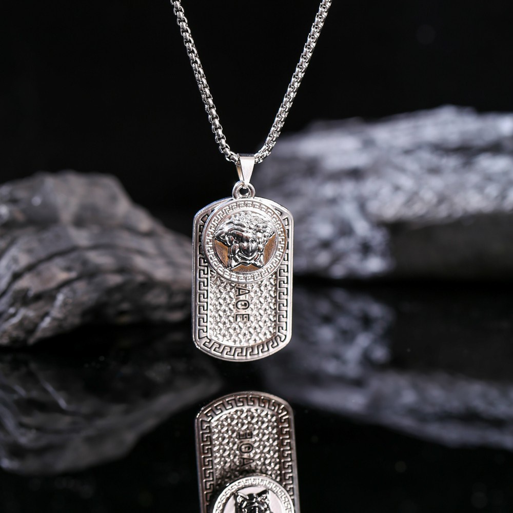 Kalung Pria Korean Style Titanium Anti Karat Punk Hip Hop Silver Titanium Steel Man Simple Ins L23