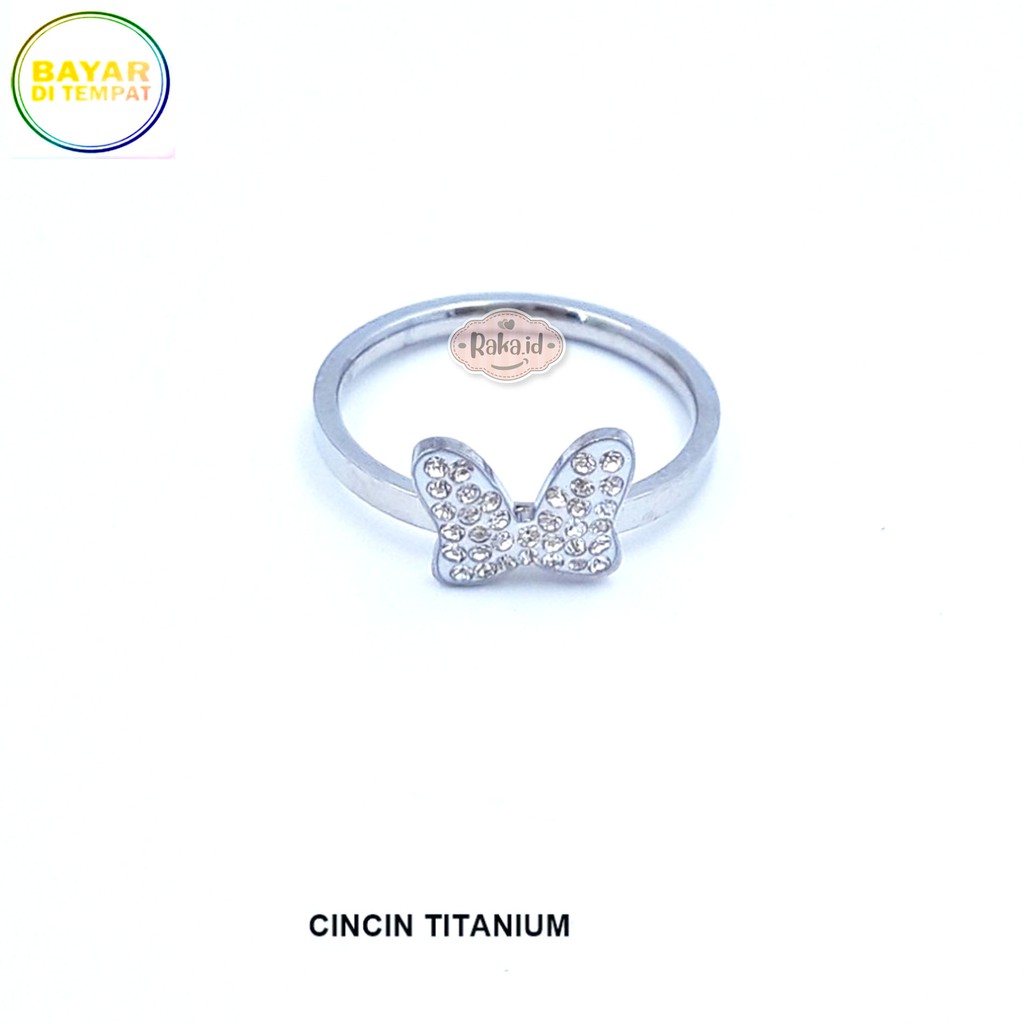 RAKA Acc - Cincin Wanita Cincin Titanium Pita Minnie Mouse Putih Blink Aksesoris Perhiasan 531