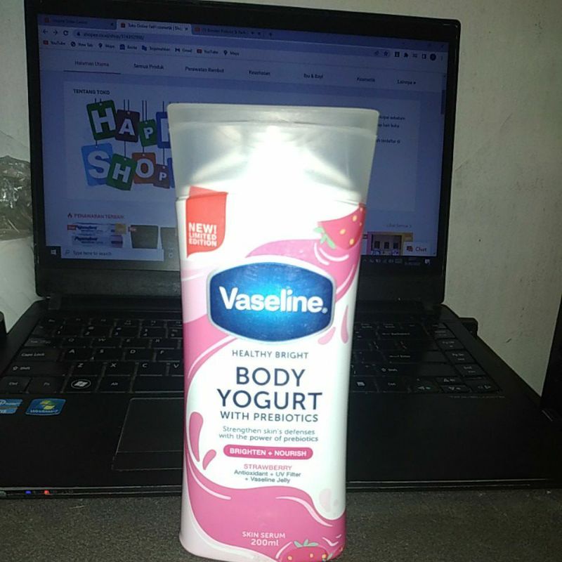 Vaseline healty bright  body yogurt 200ml varian strawberry ,peach [body lotion]