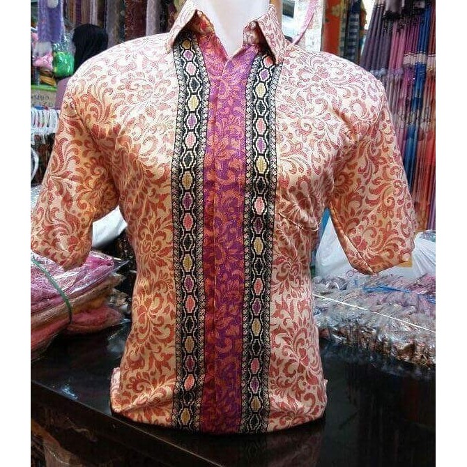 Kemeja Batik Pria Motif Cendol Tosca dan Pink