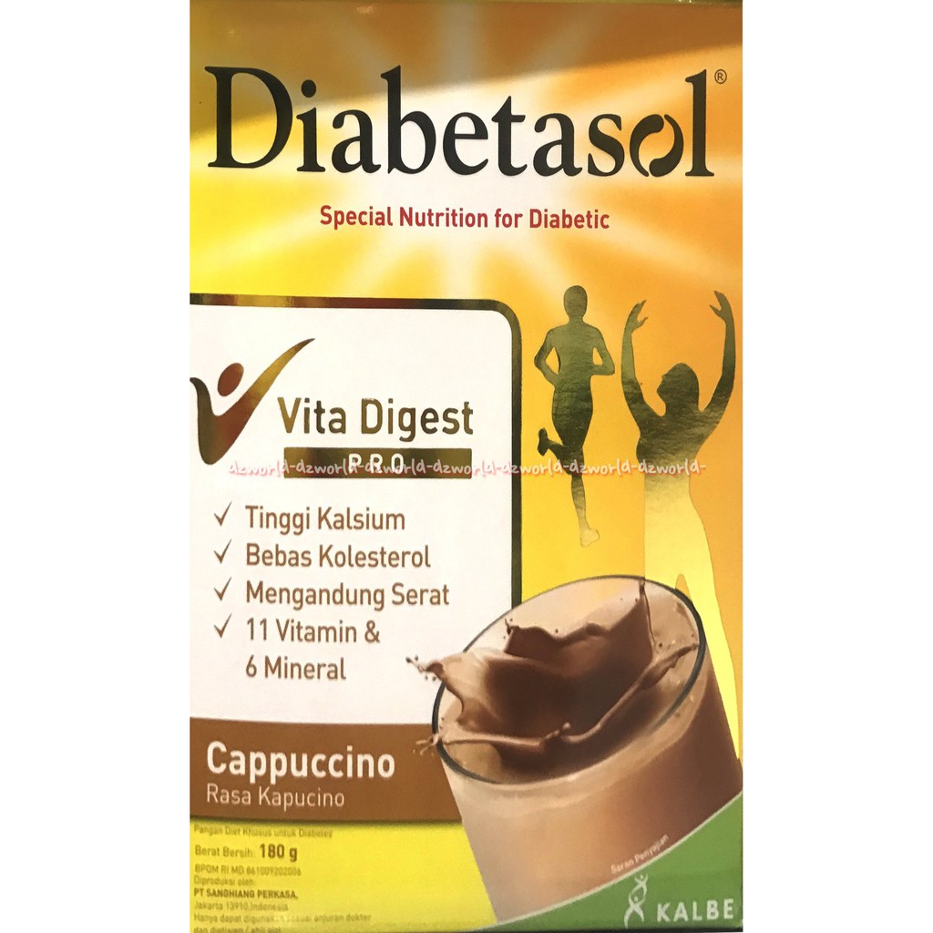 Diabetasol Vita Digest Pro 180gr Susu untuk Diabetes Rasa Vanilla Coklat Cappuccino