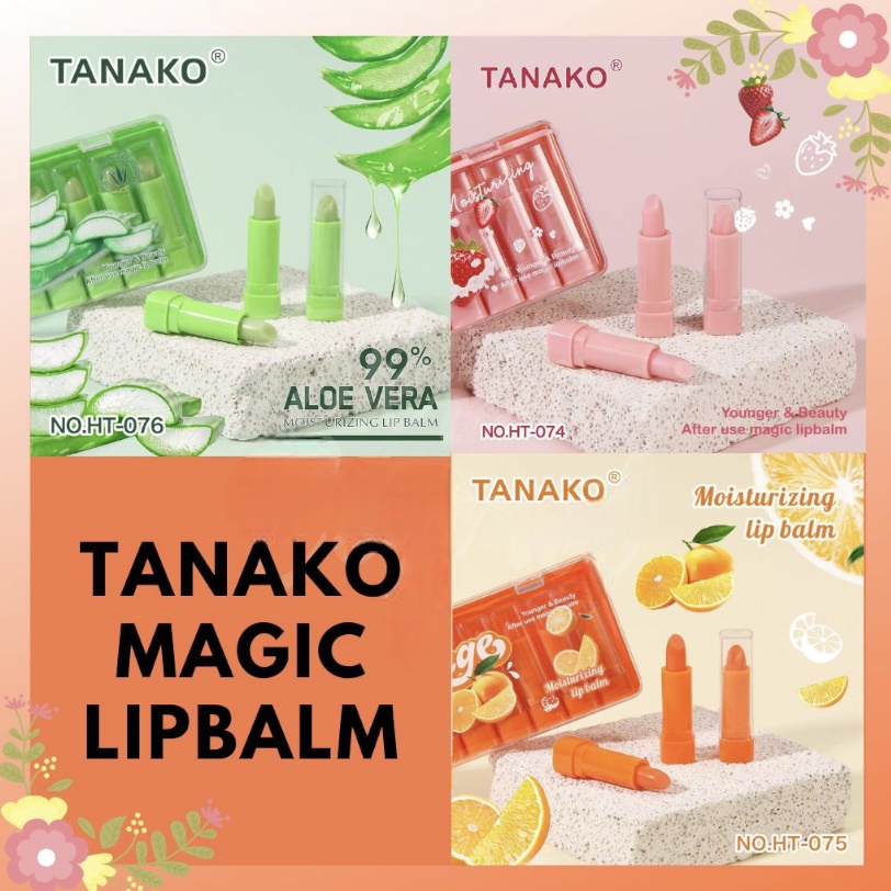 [Per Batang] Tanako Magic Lipbalm Mika Papan Strawberry / Aloe Vera / Orange