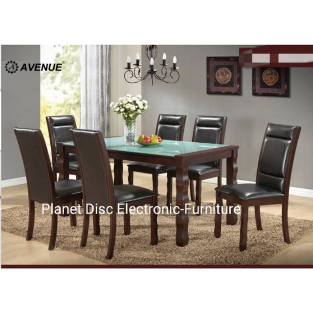 Meja Makan 6 kursi Kayu Solid Dudukan Busa  Dining Set  Dining Table  Meja Restoran  Meja Cafe
