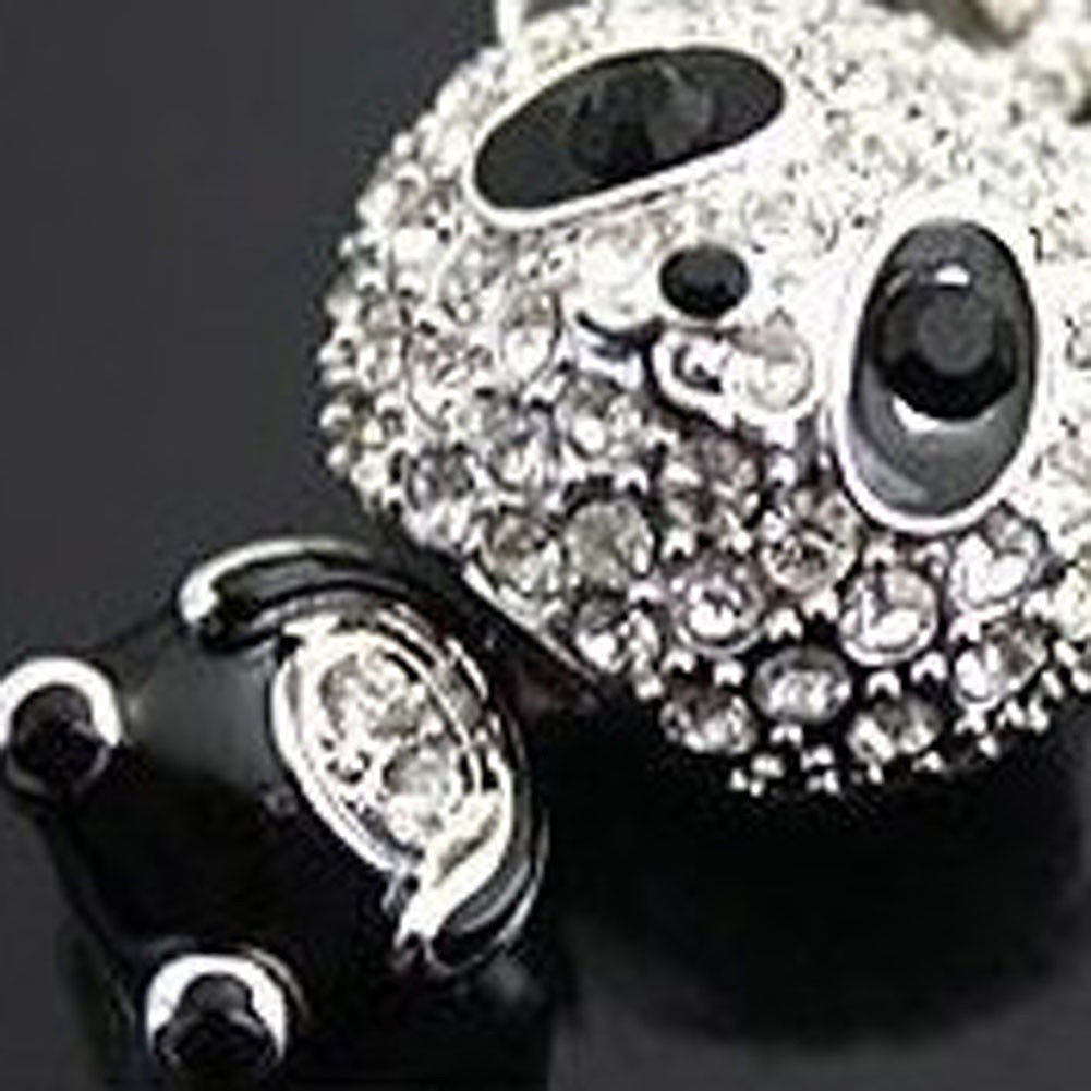 Vintage Rhinestone Lovely Panda Diamond Necklace Clavicle Chain