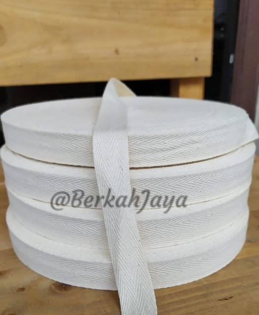 Tali Webbing Pelipit PCR Tas 2.0 Cm Katun Putih Tulang