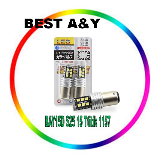 Lampu LED Rem Bayonet BAY15D S25 15 Mata SMD 1157 Canbus Mobil Motor