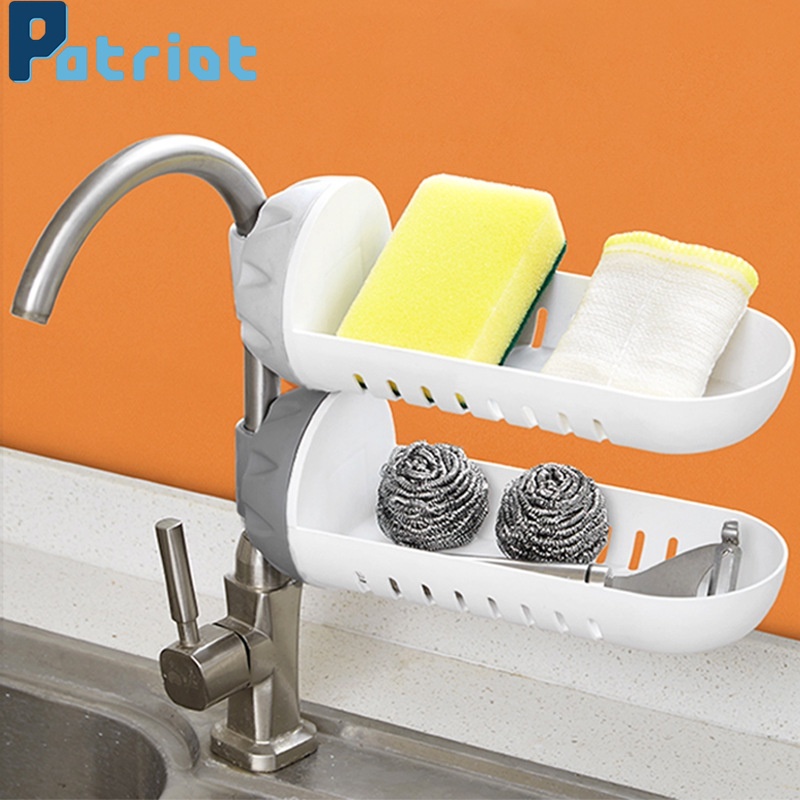 1pc Punch-free Sink Storage Shelf/Faucet Soap Sponge Drain Rack for Kitchen