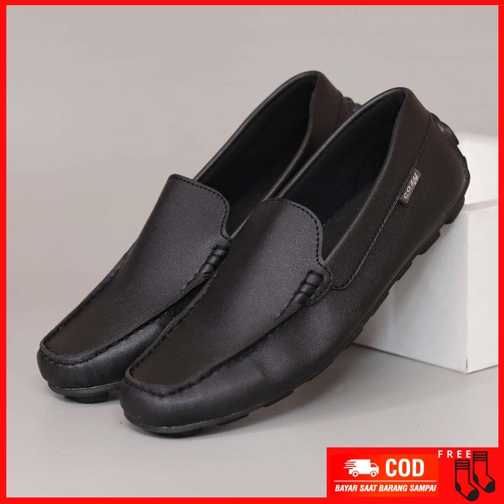 MOLK|Sepatu Slip On Pria Santai Casual Kasual Selop Slop Cowok Kerja Kantor Kondangan Hitam Terbaru
