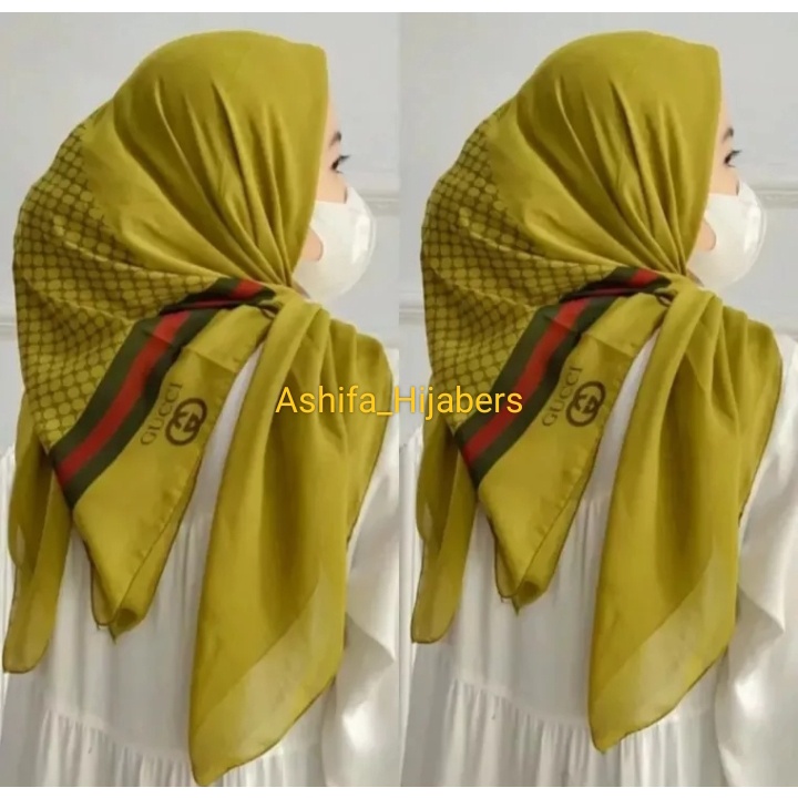 Hijab Segi Empat Bella Square Printing motif Gucci Terbaru warna terlengkap / Jilbab Bella printing 