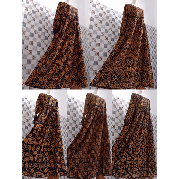 GAMIS BATIK WANITA HOME DRESS BATIK KLASIK GAMIS BATIK BUSUI WANITA DASTER BATIK WANITA BAHAN RAYON SUPER PRINTING BATIK UKURAN JUMBO FIT XL LINGKAR DADA 110 CM