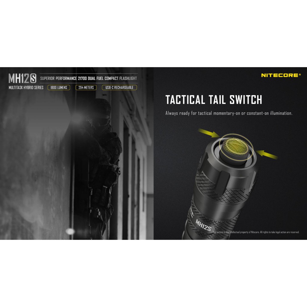 NITECORE MH12S Tactical Senter LED Cree SST-40-W 1800 Lumens