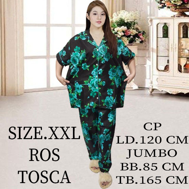 ISANNY PIYAMA SET SIZE XXL BUNGA ROS/BUNGA ROSALINA/READY