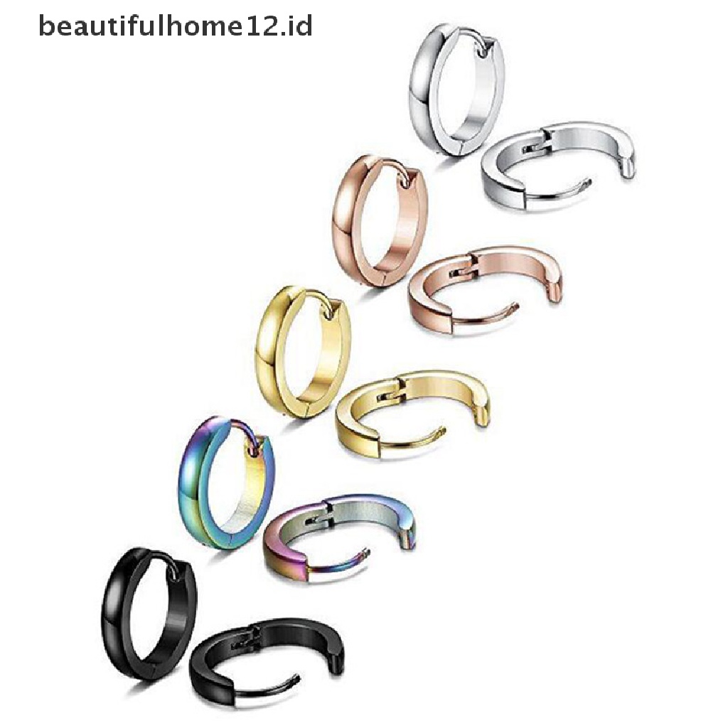 【beautifulhome12.id】 Stainless Steel Punk Hoop Earrings Cuff Wrap Ear Stud Clip Earrings Lady Jewelry .