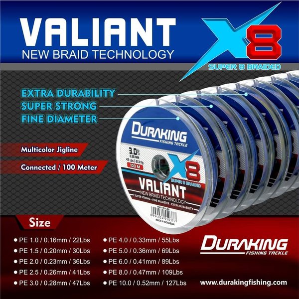 PE. DURAKING VALIANT X8 (Color MULTICOLOR) 100m Conecting