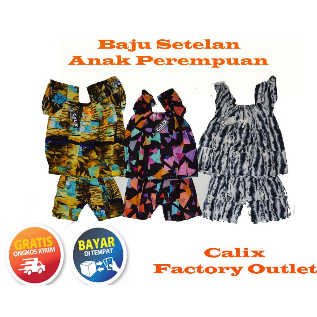 Paket 3pcs Random Setelan Perca Daster Anak Rayon Super Adem Tanpa Obras Setelan Anak Baju Anak Mura