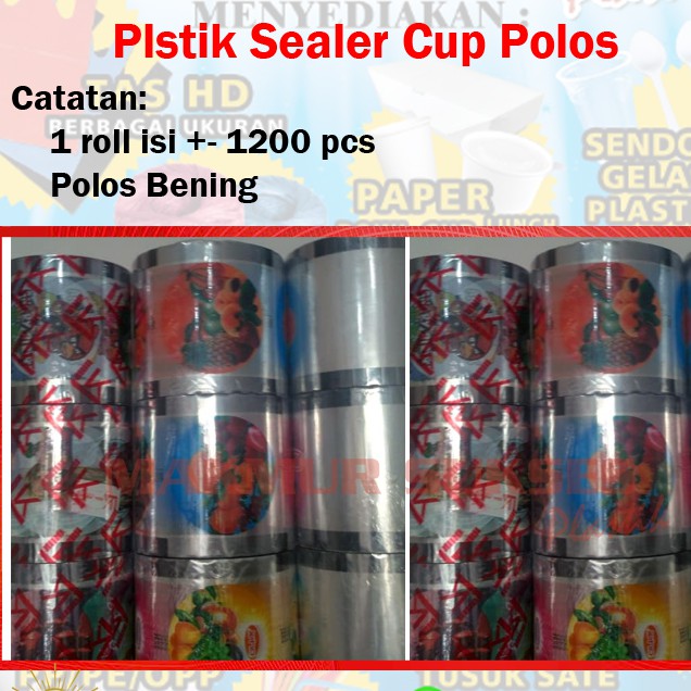 Jual Plastik Lid Roll Seal Cup Tutup Gelas Plastik Sealer Cup Polos 1000pcs Dan 1200pcs 7042