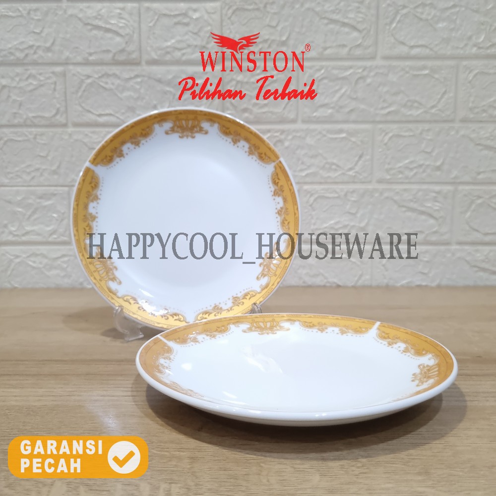 WINSTON Piring Keramik 8IN Mahkota Mas /Piring Ceper /Piring Makan Porcelain 20cm