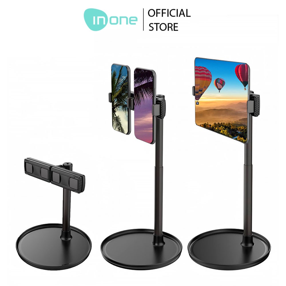 READY! INONE Phone Holder Stand Dual Slot Rotasi 360 Derajat untuk Handphone dan Tablet (PREMIUM QUA