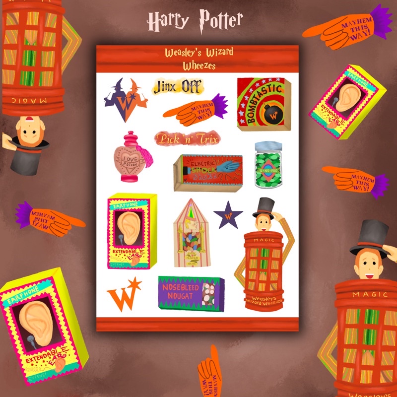 

Harry Potter Weasley’s Wizard Wheezes kisscut sticker a6 journalling deco