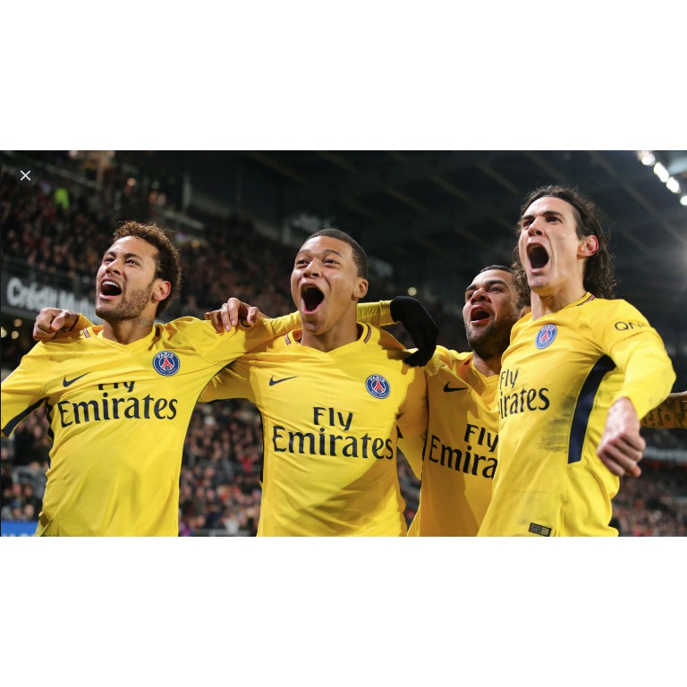 KAOS NIKE PSG 2017/2018 Sz L  Jersey Away Yellow BNIP 847268-720 ORIGINAL MBAPEE NEYMAR CAVANI SOCCE