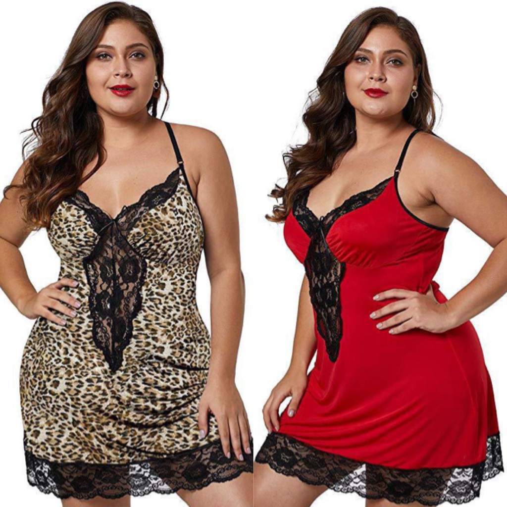 lingerie sexy big size / max ld 120-160cm / lingerie jumbo / baju tidur sexy besar leopard - 1798