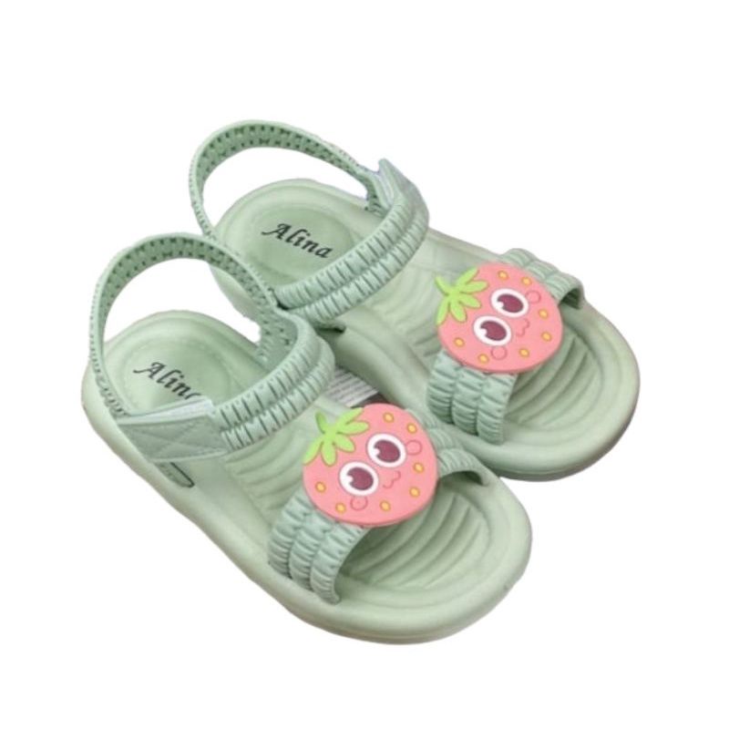 SANDAL ANAK PEREMPUAN  IMPORT PARIASI STROWBERY SANDAL TALI BELAKANG KARET,JELLY