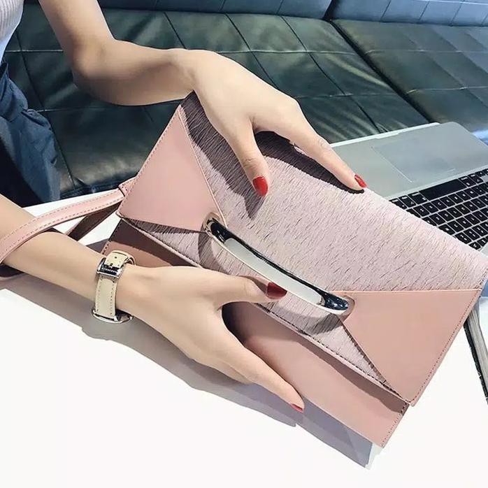 TAS DOMPET CLUTCH PESTA HAND BAG WANITA KONDANGAN FASHION IMPORT - PINK