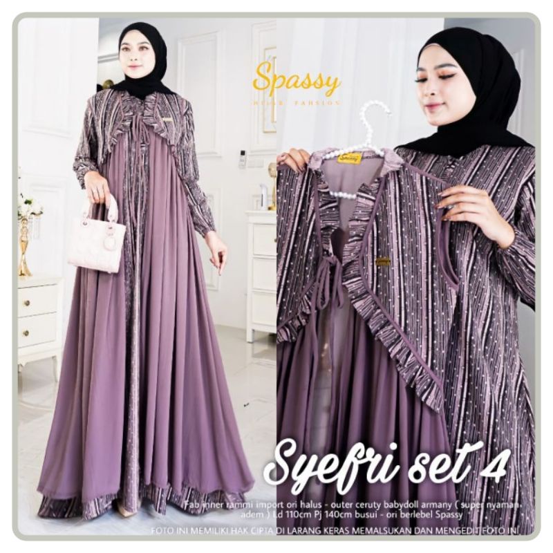 OFFICIAL STORE -  SYEFRI SET 4 BY SPASSY HIJAB ORIGINAL - GAMIS SPASSY TERBARU - GAMIS BUSUI LD 110 