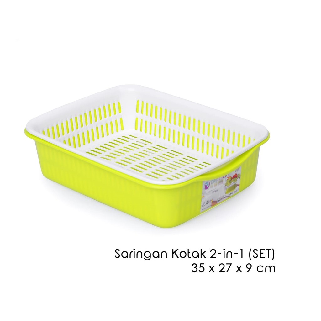 Baskom Kotak + Saringan (1SET) Numan 2in1 Saringan Sayur Wadah Bak Pasir Kucing Jaring Kucing Litter Box With Filter Wood Pellet