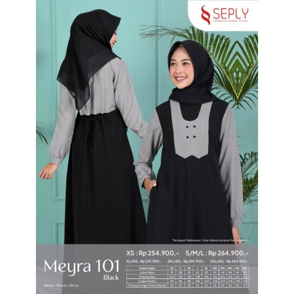 Seply Meyra 101 Black Baju Muslim Gamis Dress Casual Terbaru Ori