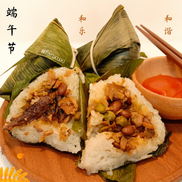 BAKCANG Vegan + Vegetarian + Plant Based + Bacang Ketan Daging Ayam Veggie + Bak Cang