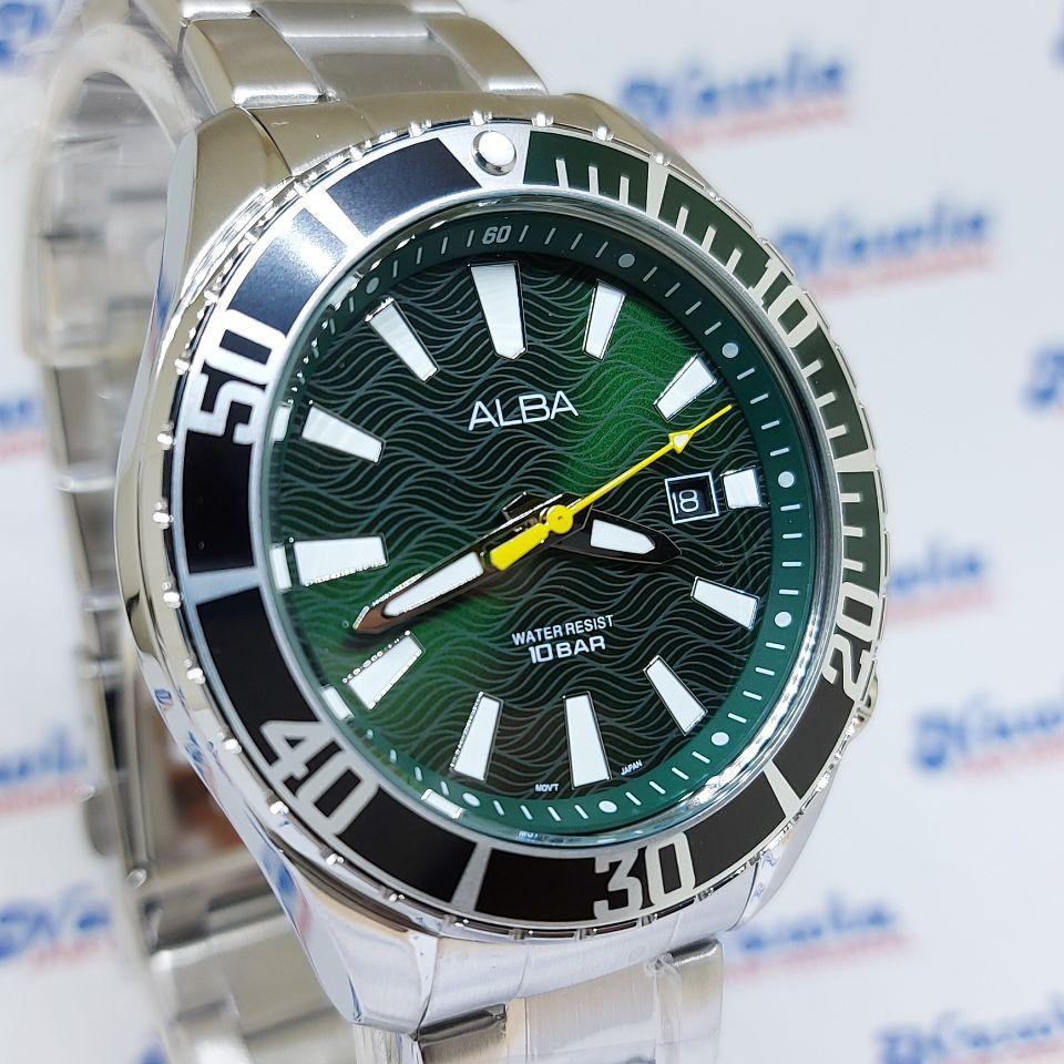 Alba Quartz AG8K29X1 Samurai Green Dial - Jam Tangan Pria AG8K29