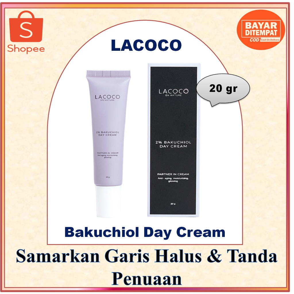 Perawatan Wajah Lacoco Nasa Bakuchiol Day Cream 20 gr Cream Wajah Glowing BPOM Skincare Pemutih Waja