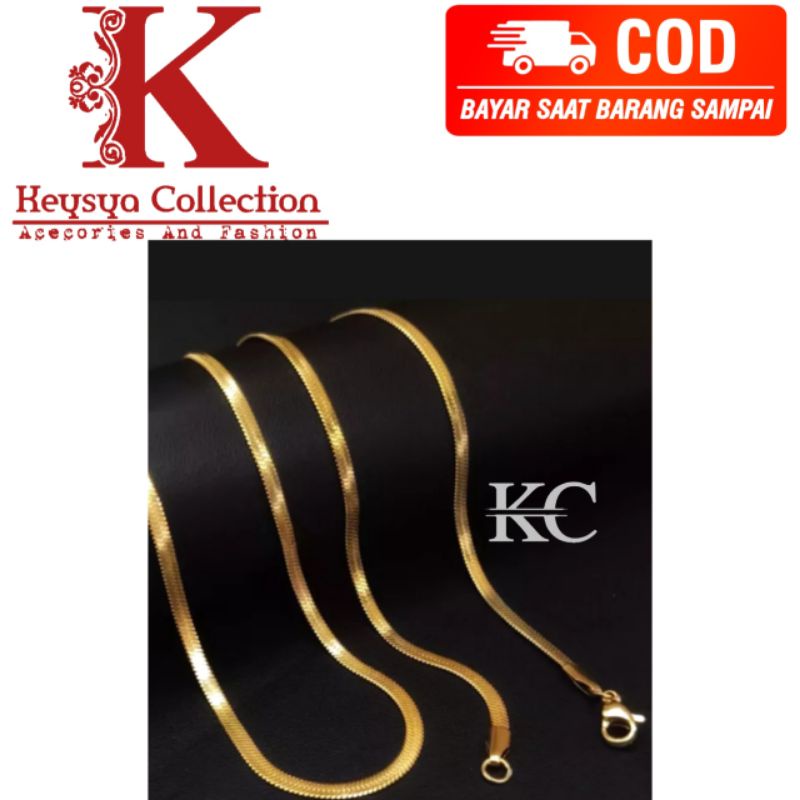 kalung titanium pria wanita kalung fashion gepeng