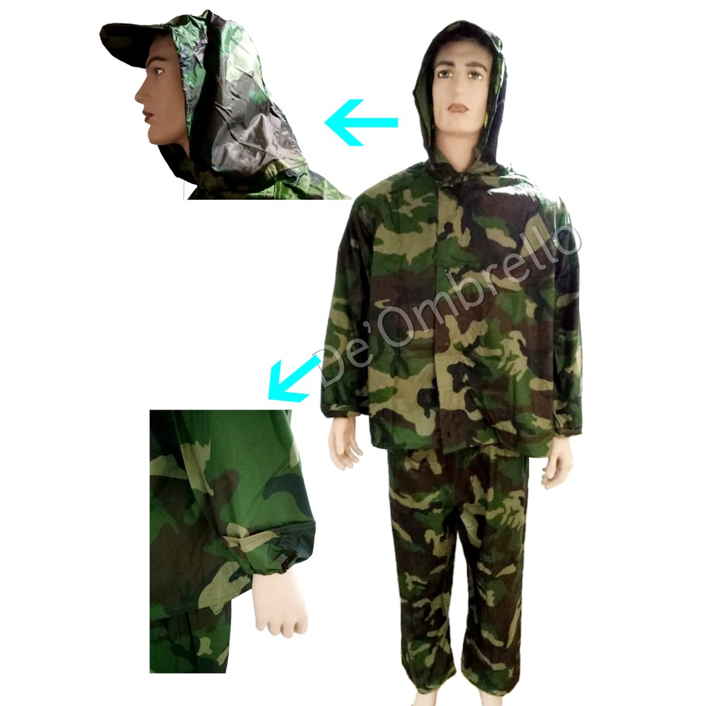 (888)Jas Hujan Stelan Jaket Celana Loreng/Army Anti Air