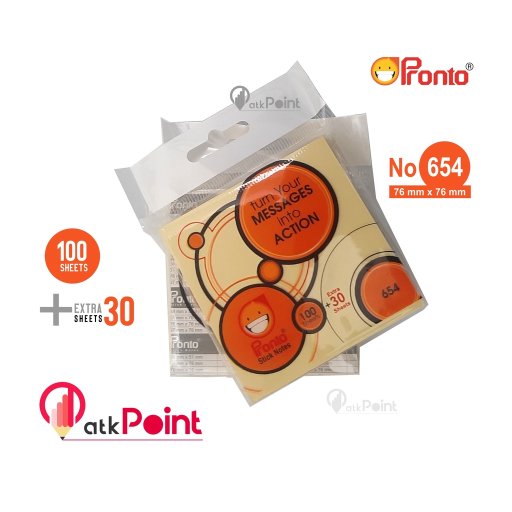 

PRONTO STICKY NOTES No 654 (76 MM X 76 MM) 100 Sheets + EXTRA 30 Sheets