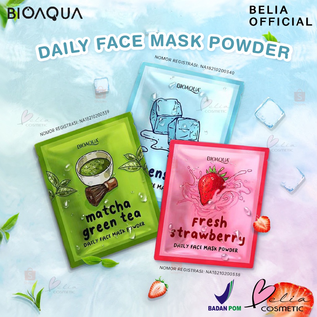 ❤ BELIA ❤ BIOAQUA Daily Face Mask Powder 20g | Masker bubuk acne prone | Masker Glowing | Masker moisturizing | BPOM