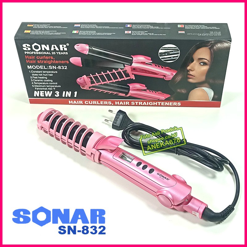 SONAR SN 832 CATOKAN 3IN1 LURUS CURLY BLOW ROLL ALAT CATOK RAMBUT