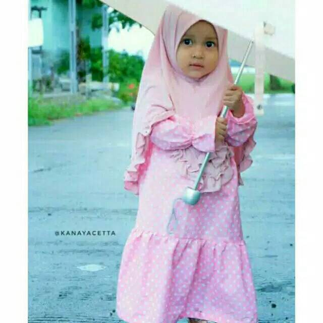 Gamis anak polkadot gamis polkadot set gamis anak