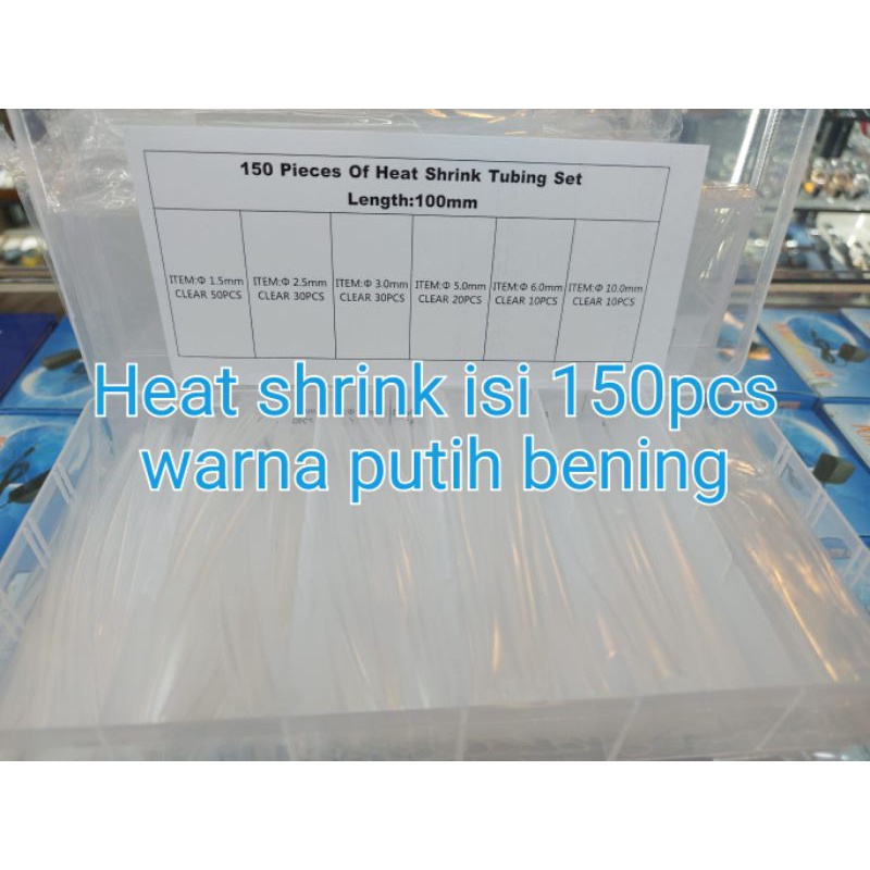 Selang Bakar Bening Putih 1Box isi 150pcs Heat Shrink Tube Isolasi Bakar Transpara murah