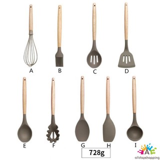 Alat Dapur Bahan Silikon Gagang Kayu Tidak Lengket Alat Dapur Bahan Silikon Gagang Kayu Tidak Lengket