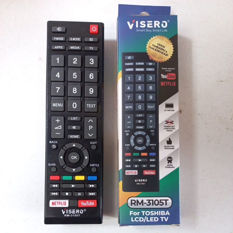 REMOTE REMOT TV TOSHIBA SMART TV YOUTUBE NETFLIK LED LCD