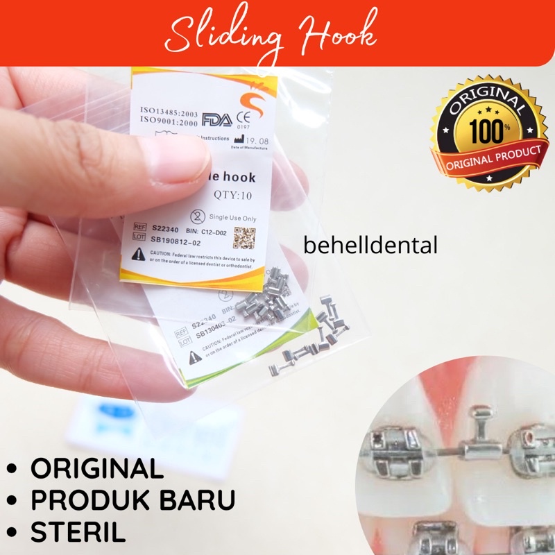 BEHELLDENTAL DENTAL SLIDING CRIMPABLE HOOK ORTHO SHORT LONG - Crimpables Hook Antena Kecil Orthodontic 2mm 3mm - Orthodontics Behel Bracket Braces Kawat Gigi Original ANTI KARAT
