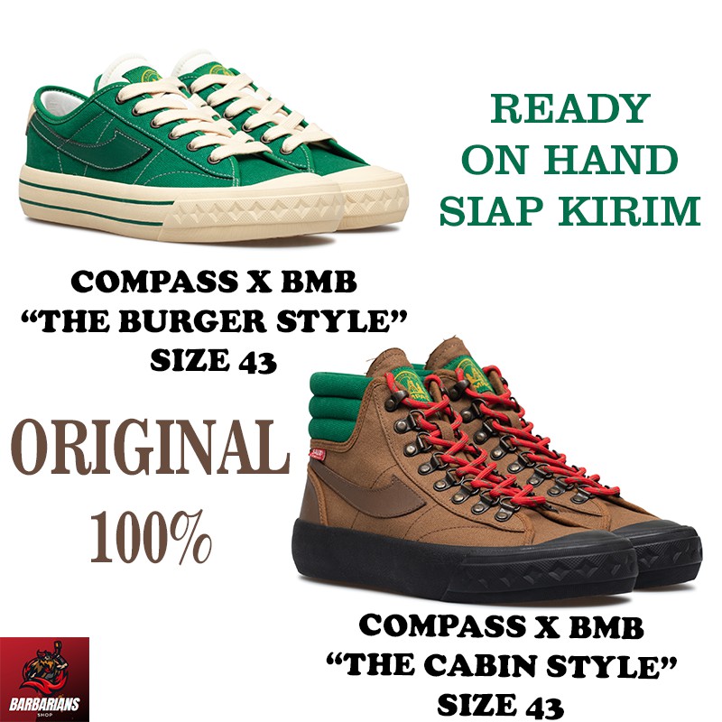 Sepatu Compass Retrograde x BMB Low Hi The Burger Cabin Style 43 BBQ Mountain Boys Original