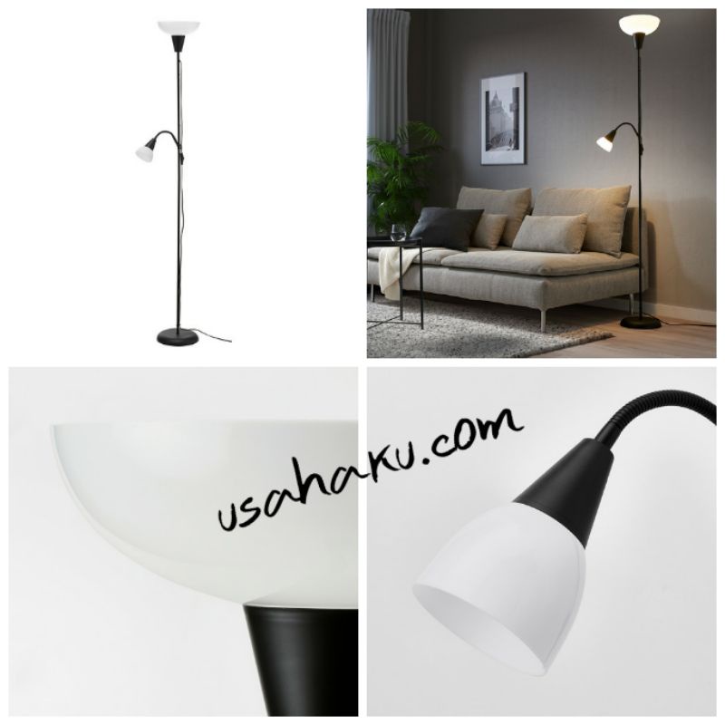 Lampu Lantai/Standing, Warna Hitam, Bisa sorot atas/Baca, Bahan Baja Lapis Epoxy, Ukuran.178cm