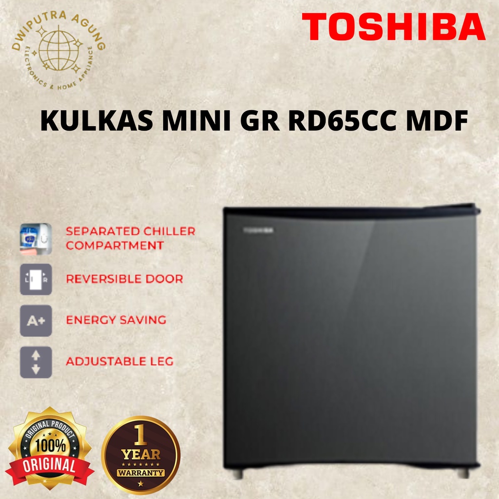 KULKAS TOSHIBA Kulkas 1 Pintu GR-RD65CC-DMF Kapasitas 50L RD65CC GARANSI RESMI