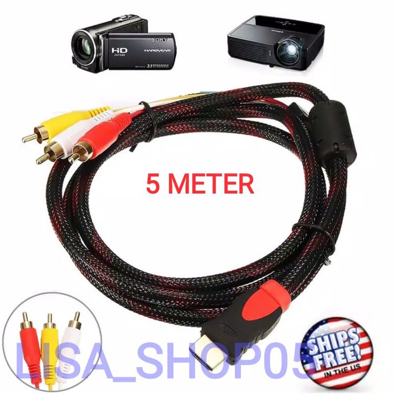 KABEL RCA TO HDMI/HDMI TO RCA 5M HIGH QUALITY