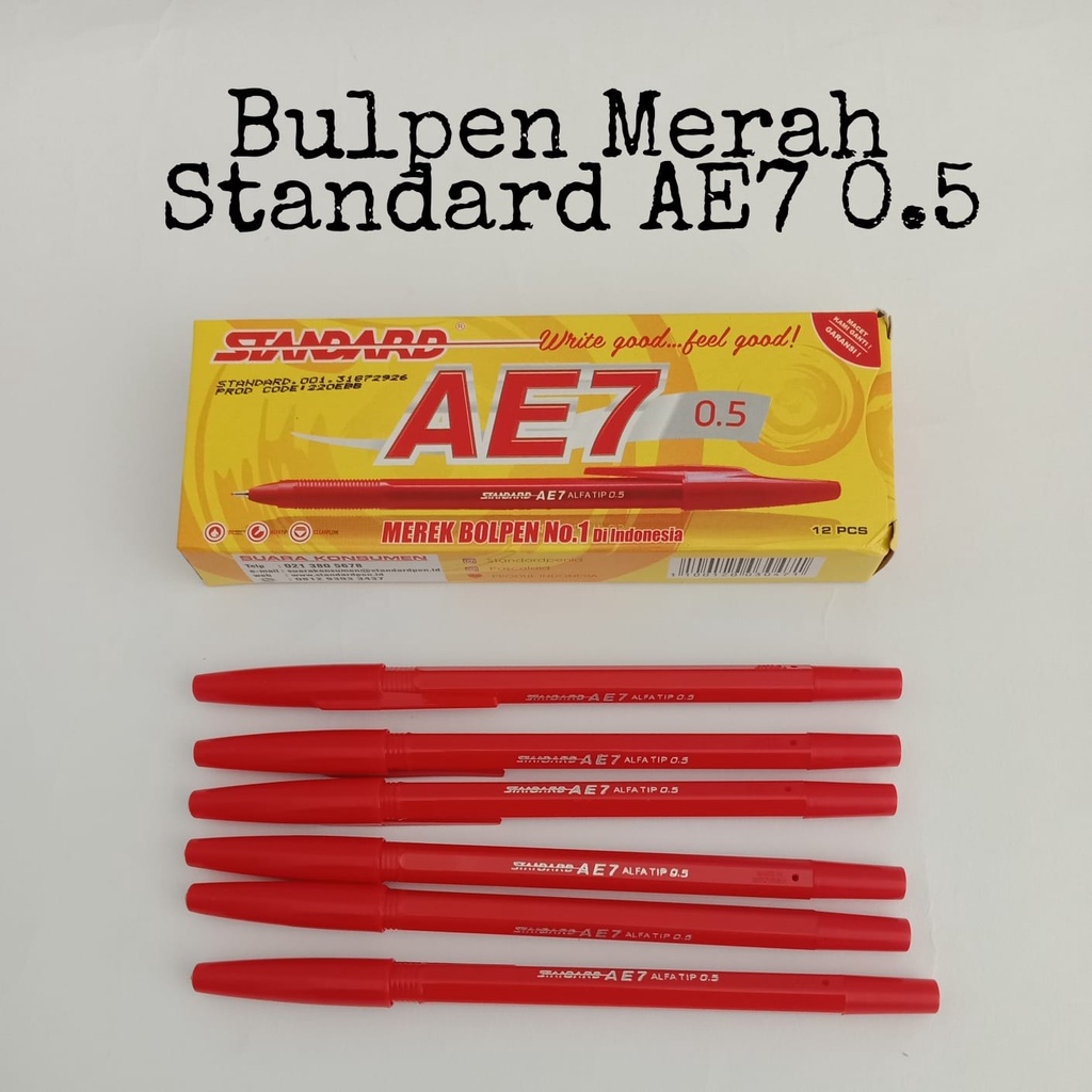 

Bolpen Standard AE7 0.5 Merah/Bolpen Merah