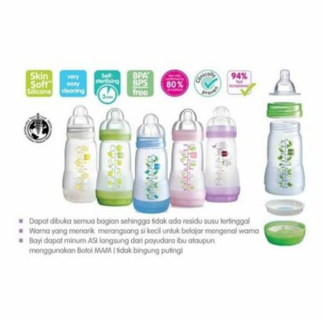 MAM Anti Colic Bottle 260ml Botol Susu Bayi Anticolic  Dot Bayi